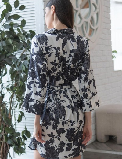 Рубашка-халат из шёлка Mia-Amore GLADIS 4117, Цвет: черно-белый, Размеры: 3XL, изображение 2