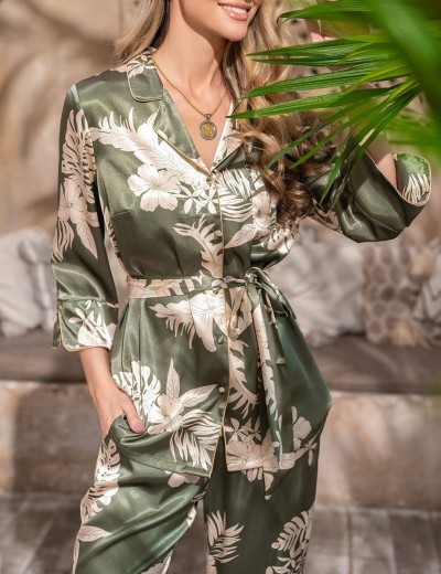 Шёлковый брючный комплект Mia-Amore LORENSA 4245, Цвет: оливковый, Размеры: 3XL, изображение 3