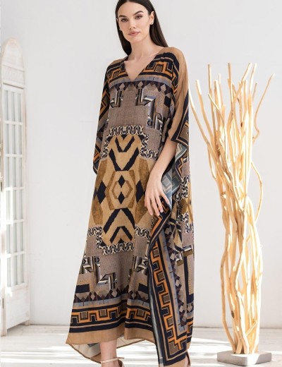 Длинная туника с этно-принтом Mia-Amore MARTINIKA 5281, Цвет: мультицвет, Размеры: L/XL, изображение 4