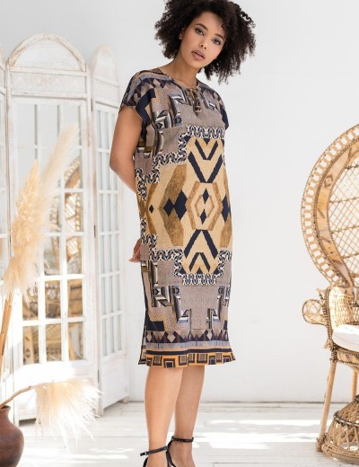 Туника из тканой вискозы Mia-Amore MARTINIKA 5284, Цвет: мультицвет, Размеры: 4XL/5XL, изображение 3