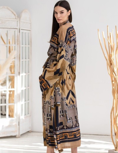 Длинный халат из натуральной вискозы Mia-Amore MARTINIKA 5289, Цвет: мультицвет, Размеры: 2XL/3XL, изображение 2