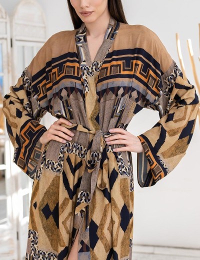 Длинный халат из натуральной вискозы Mia-Amore MARTINIKA 5289, Цвет: мультицвет, Размеры: 2XL/3XL, изображение 4