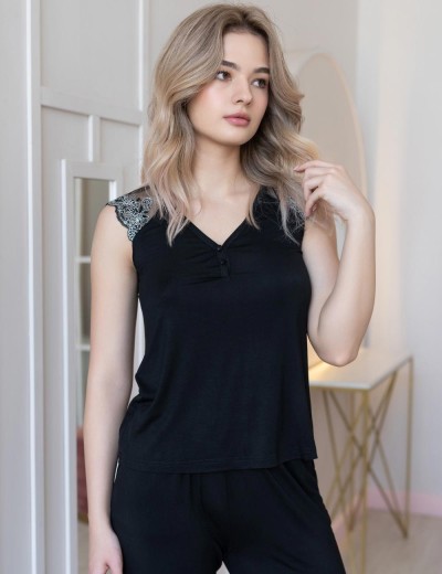 Пижама из топа и брюк Mia-Amore NUAR 6242 черный, Цвет: черный, Размеры: M, изображение 4 Пижама из топа и брюк Mia-Amore NUAR 6242 черный, Цвет: черный, Размеры: M, изображение 4