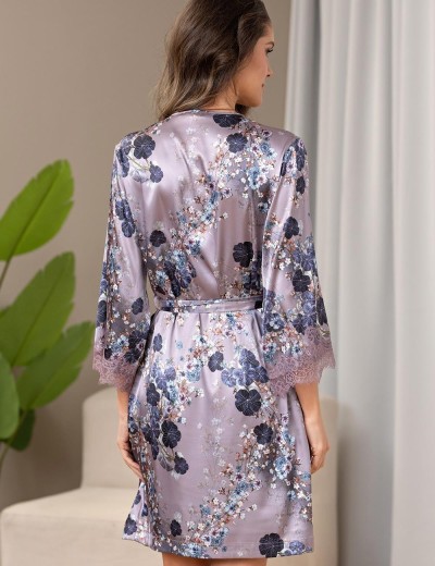 Шёлковый запашной халат Mia-Amore PRIMROSE 4063, Цвет: мультицвет, Размеры: 2XL/3XL, изображение 2
