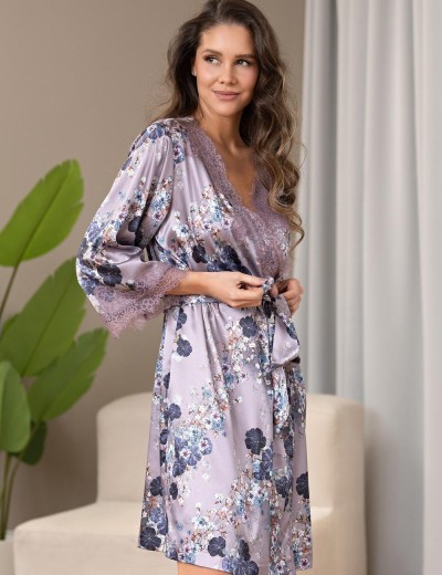 Шёлковый запашной халат Mia-Amore PRIMROSE 4063, Цвет: мультицвет, Размеры: 2XL/3XL, изображение 3