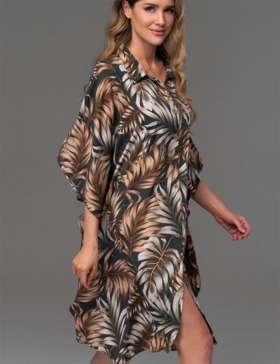 Свободная рубашка-халат Mia-Amore SAMUI 5393, Цвет: хаки, Размеры: L/XL, изображение 4