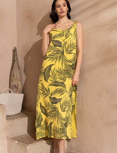 Длинный сарафан из хлопка Mia-Amore TENERIFE 5220 желтый, Цвет: желтый, Размеры: 2XL, изображение 4