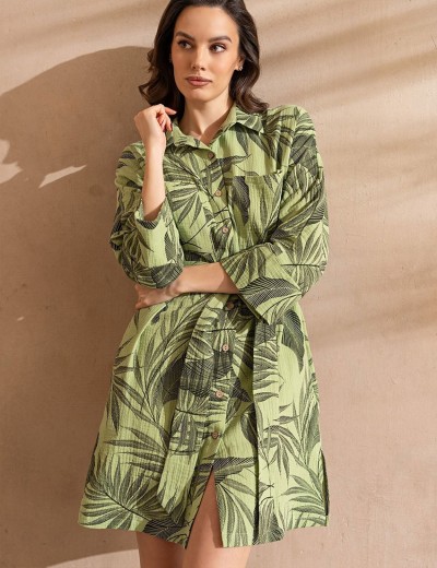 Хлопковая удлиненная рубашка Mia-Amore TENERIFE 5227 зеленый, Цвет: зеленый, Размеры: S/M, изображение 3