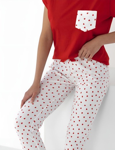 Хлопковая пижама с брюками Sensis ADELAIDE, Цвет: красный, Размеры: M, изображение 3