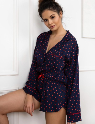 Пижама с шортами из вискозы Sensis MAISIE, Цвет: темно-синий, Размеры: M, изображение 2