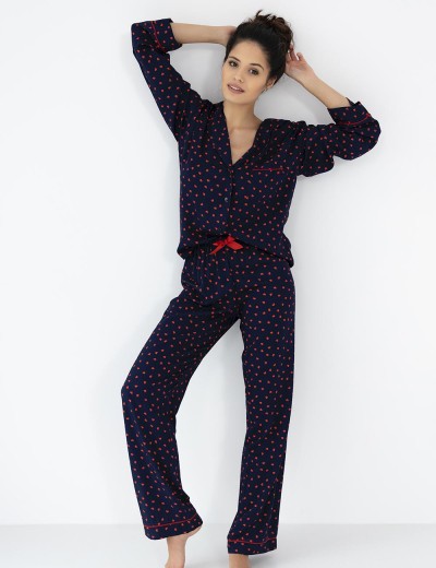Пижама с брюками из вискозы Sensis SOPHIA, Цвет: темно-синий, Размеры: L, изображение 2