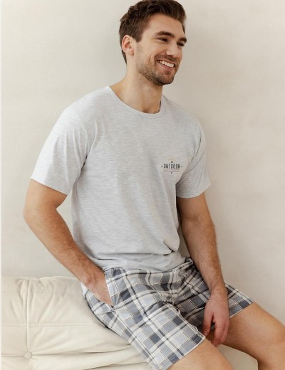 Пижама мужская с шортами Taro 3392 RALPH, Цвет: светло-серый, Размеры: M, изображение 2