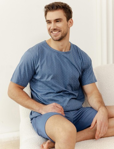 Пижама мужская с шортами Taro 3400/3401/3402 NICK, Цвет: джинс, Размеры: 3XL, изображение 2