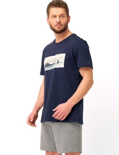 Пижама мужская с шортами Key MNS 606, Цвет: темно-синий/серый, Размеры: L, изображение 3