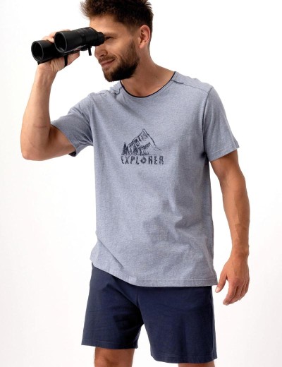 Пижама мужская из хлопка Key MNS 628, Цвет: темно-синий/серо-гол, Размеры: M, изображение 2