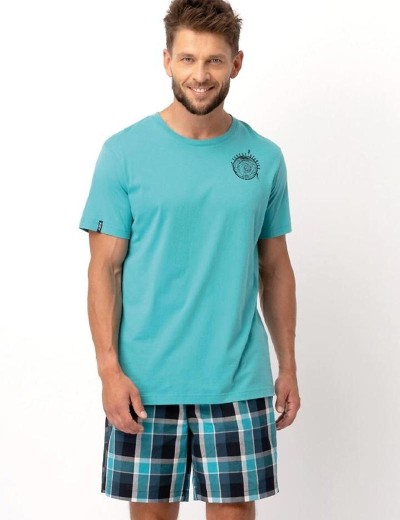 Пижама мужская с шортами Key MNS 630, Цвет: бирюзовый, Размеры: XL, изображение 2