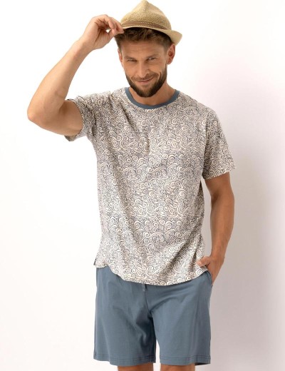 Пижама мужская с шортами Key MNS 748, Цвет: светло-серый/серо-го, Размеры: L, изображение 2