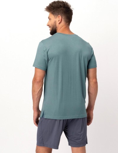 Пижама мужская из бамбука Key MNS 750, Цвет: серо-зеленый/джинс, Размеры: XL, изображение 3