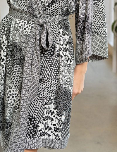 Халат из тканой вискозы Mia-Amore AVELINA 5123, Цвет: черно-белый, Размеры: L/XL, изображение 4