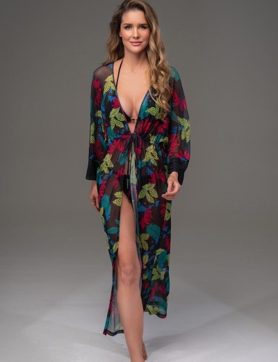 Длинный пляжный халат Mia-Amore CALIPSO 2273, Цвет: черный, Размеры: 2XL/3XL, изображение 4