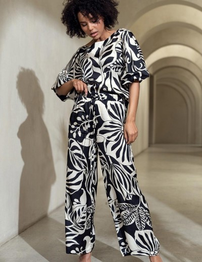 Комплект из принтованного шёлка Mia-Amore MALENA 4146, Цвет: черный, Размеры: M, изображение 3