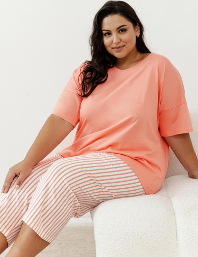 Пижама женская с бриджами Taro 3323/3375/3376 ELOISE, Цвет: персиковый, Размеры: XL, изображение 3
