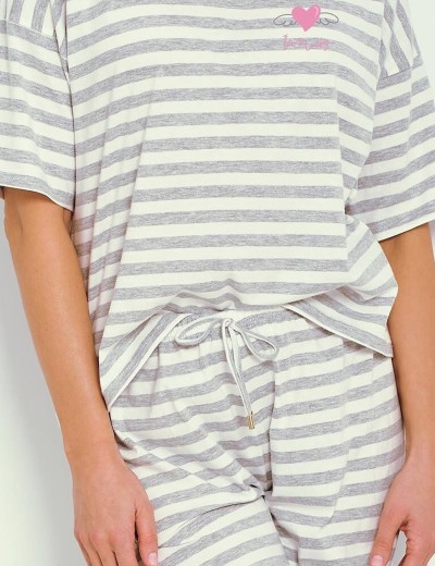 Хлопковая пижама с бриджами Taro 3334 HARPER, Цвет: светло-серый, Размеры: S, изображение 4