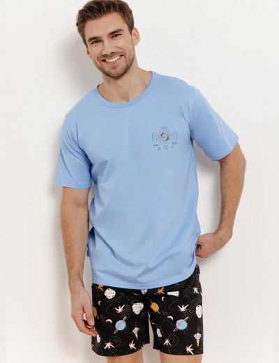 Пижама мужская с шортами Taro 3393 SPENCER, Цвет: голубой/черный, Размеры: L, изображение 2