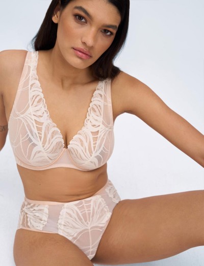 Кружевной бюстгальтер бралетт Alles CREME BRULEE M bralette, Цвет: бежевый, Размеры: 70E, изображение 5