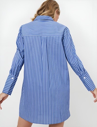 Домашняя рубашка в полоску Aruelle LAVINIA, Цвет: синий, Размеры: S, изображение 2