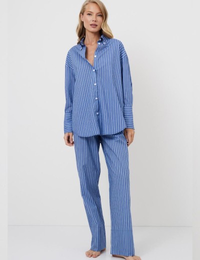 Полосатая пижама со штанами Aruelle LAVINIA SET, Цвет: синий, Размеры: L, изображение 2