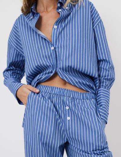 Полосатая пижама со штанами Aruelle LAVINIA SET, Цвет: синий, Размеры: L, изображение 5