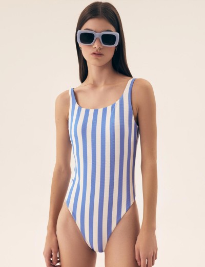 Полосатый слитный купальник Esotiq 42833 MALLORC, Цвет: синий/белый, Размеры: L, изображение 2