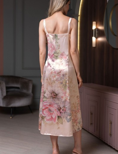 Длинная шёлковая сорочка Mia-Amore ADAGIO 4508, Цвет: жемчужный, Размеры: 4XL, изображение 2