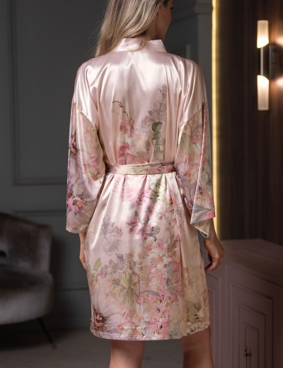 Короткий шелковый халат Mia-Amore ADAGIO 4533, Цвет: жемчужный, Размеры: S/M, изображение 2