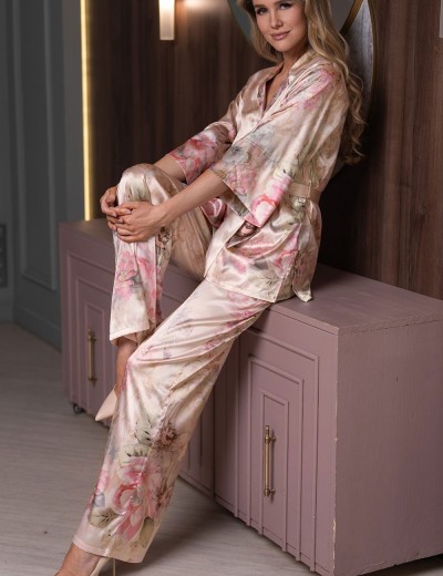 Шёлковая пижама Mia-Amore ADAGIO 4536, Цвет: жемчужный, Размеры: 3XL, изображение 4