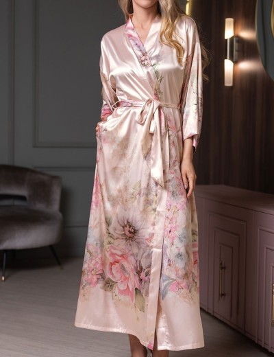 Длинный шелковый халат Mia-Amore ADAGIO 4539, Цвет: жемчужный, Размеры: 2XL/3XL, изображение 4 Длинный шелковый халат Mia-Amore ADAGIO 4539, Цвет: жемчужный, Размеры: 2XL/3XL, изображение 4