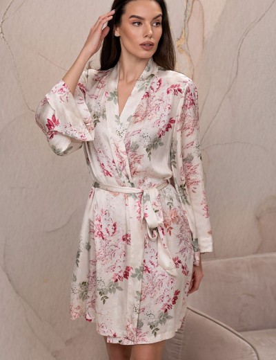 Короткий халат из шёлка с вискозой Mia-Amore CHARLOTTE 4513, Цвет: мультицвет, Размеры: 2XL/3XL, изображение 3