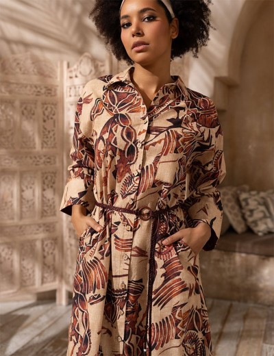 Рубашка-халат из хлопка со льном Mia-Amore EPHIOPIA 5458, Цвет: мультицвет, Размеры: M, изображение 4