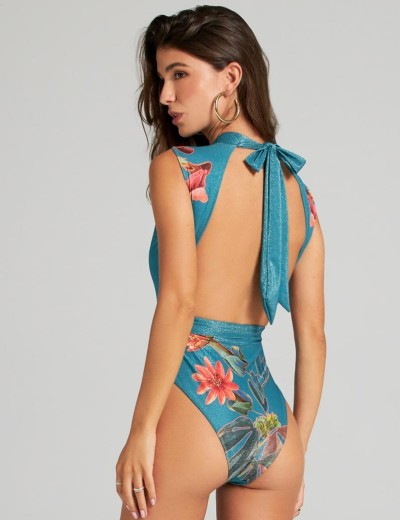 Закрытый купальник с воротником-стойкой Cosita Linda 25030M EXOTIC GARDEN, Цвет: мульти, Размеры: M, изображение 2