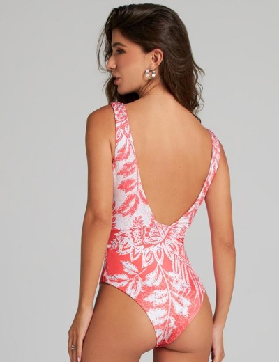 Цветной купальник со шнуровкой Cosita Linda 25039M GLAMOROUS LEAVES, Цвет: розовый, Размеры: M, изображение 2