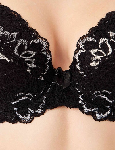 Бюстгальтер с вкладышами пуш-ап Elli 8040 черно-серебро, Цвет: черно-серебро, Размеры: 80C, изображение 3