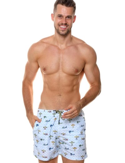 Мужские пляжные шорты Jolidon B645JI BI6 голубой/самолеты, Цвет: голубой/самолеты, Размеры: L, изображение 2