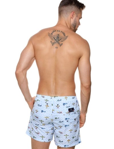 Мужские пляжные шорты Jolidon B645JI BI6 голубой/самолеты, Цвет: голубой/самолеты, Размеры: L, изображение 3