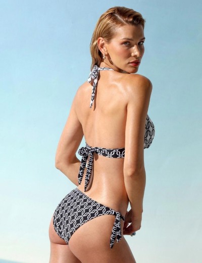 Чёрно-белый купальник халтер Jolidon FR207, Цвет: чёрно-белый, Размеры: 85B, изображение 2