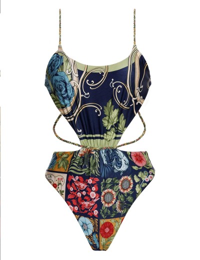 Купальник монокини с винтажным принтом Agua Bendita 15189 NADINE HARVEST, Цвет: темно-синий, Размеры: L, изображение 5