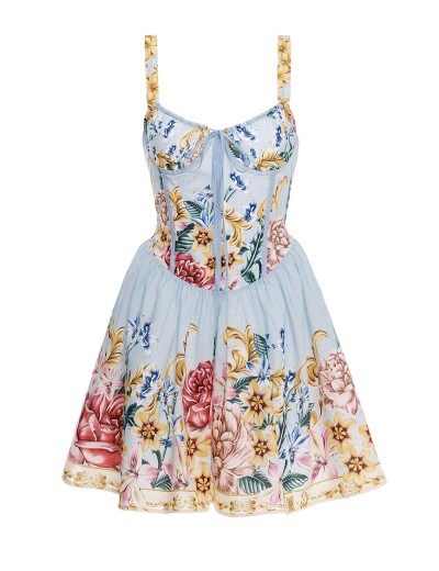 Короткое платье на бретелях Agua Bendita 17058 SPRING BLUSH, Цвет: голубой, Размеры: S, изображение 2