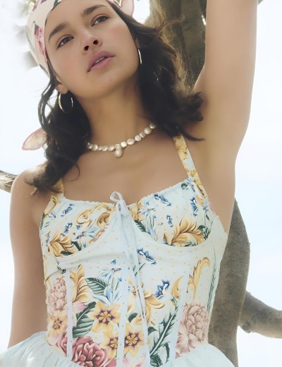 Короткое платье на бретелях Agua Bendita 17058 SPRING BLUSH, Цвет: голубой, Размеры: S, изображение 5