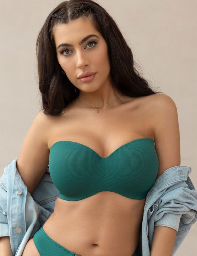 Купальный бюстгальтер бандо Kris Line TARIFA balkonette MHM, Цвет: изумрудный, Размеры: 65J, изображение 4