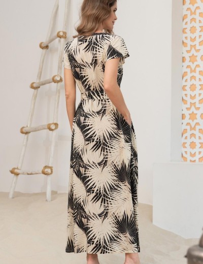 Длинный халат из вискозы Mia-Amore BORA-BORA 5514, Цвет: бежевый+черный, Размеры: 5XL, изображение 2